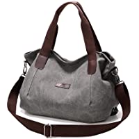  - VEECEE Bolsos de Mujer- Bolso Bandolera Bolso Lona Bolso de Hombro Bolso Tote Bolso Shopper(Gris)